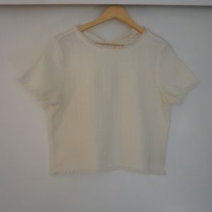 cream colored, tweed style top